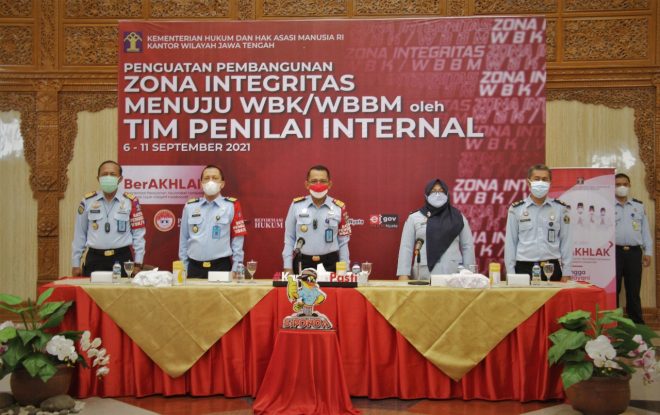 Jelang Evaluasi TPN, Kemenkumham Jateng Terima Penguatan WBK/WBBM Dari Tim Penilai Internal