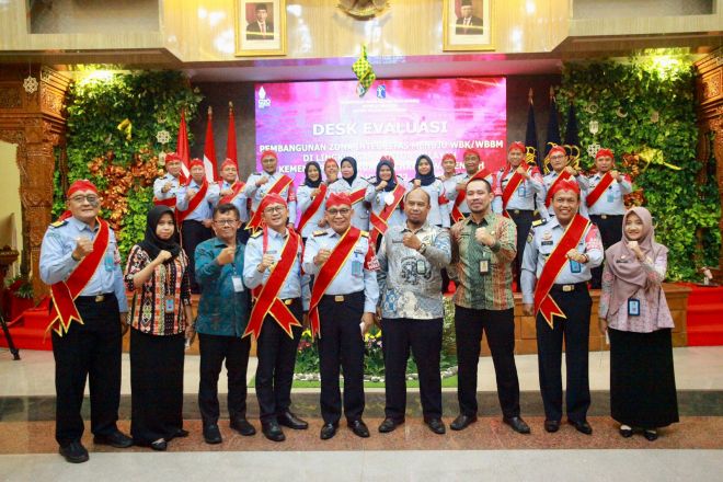 Kanwil Kemenkumham Jawa Tengah Lakukan Kegiatan Desk Evaluasi dengan iringan yel yel