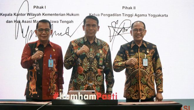 Sepakati Kerja Sama di Bidang Hukum & HAM dan Peradilan, Kemenkumham Jateng – Pengadilan Tinggi Agama Yogyakarta Teken Nota Kesepahaman