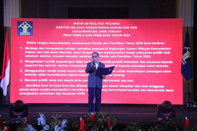 Jajaran Kanwil Kemenkumham Jateng memastikan netralitasnya menghadapi Pemilu 2024