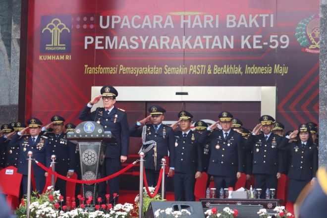 Kanwil Kemenkumham Jawa Tengah Ikuti Upacara HBP Ke 59/2023 Secara Hybrid