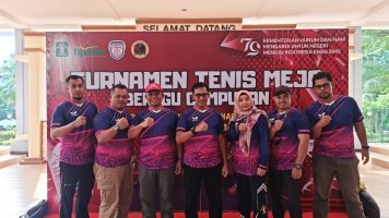 Sukses Juarai Grup C, Tim Kemenkumham Jateng Melenggang Ke Perempat Final Turnamen Tenis Meja Hari Pengayoman Ke 79