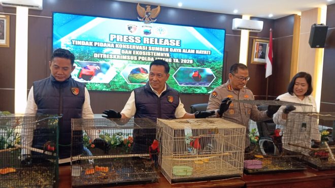 Ditreskrimsus Polda Jateng dan BKSDA Berhasil Selamatkan Belasan Satwa Liar Dari Perdagangan Ilegal, Tiga Tersangka Turut Diamankan